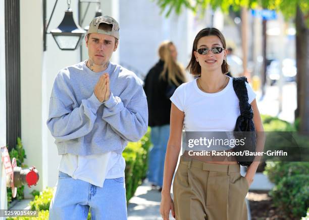 Justin Bieber and Hailey Bieber are seen on June 24, 2023 in Los Angeles, California.