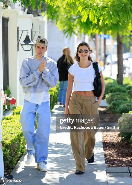 Justin Bieber and Hailey Bieber are seen on June 24, 2023 in Los Angeles, California.