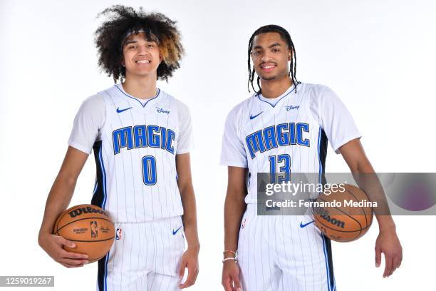 Jett Howard and Anthony Black of the Orlando Magic pose for a portrait on June 23, 2023 at AdventHealth Training Center in Orlando, Florida. NOTE TO...