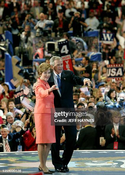 George W Sun US President George W. Bush and his wife Laura wave after Bush... News ...