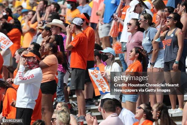 Sam Houston State fans cheer during the second quarter of a quarterfinal game in the NCAA FCS football playoffs again North Dakota State on Sunday,...