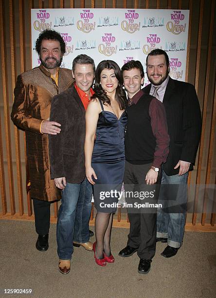 Actors Bill Nolte, James Beaman, Sarah Stiles, Keith Gerchak and Bruce Warren attends the Off-Broadway opening night of "The Road to Qatar" at The...