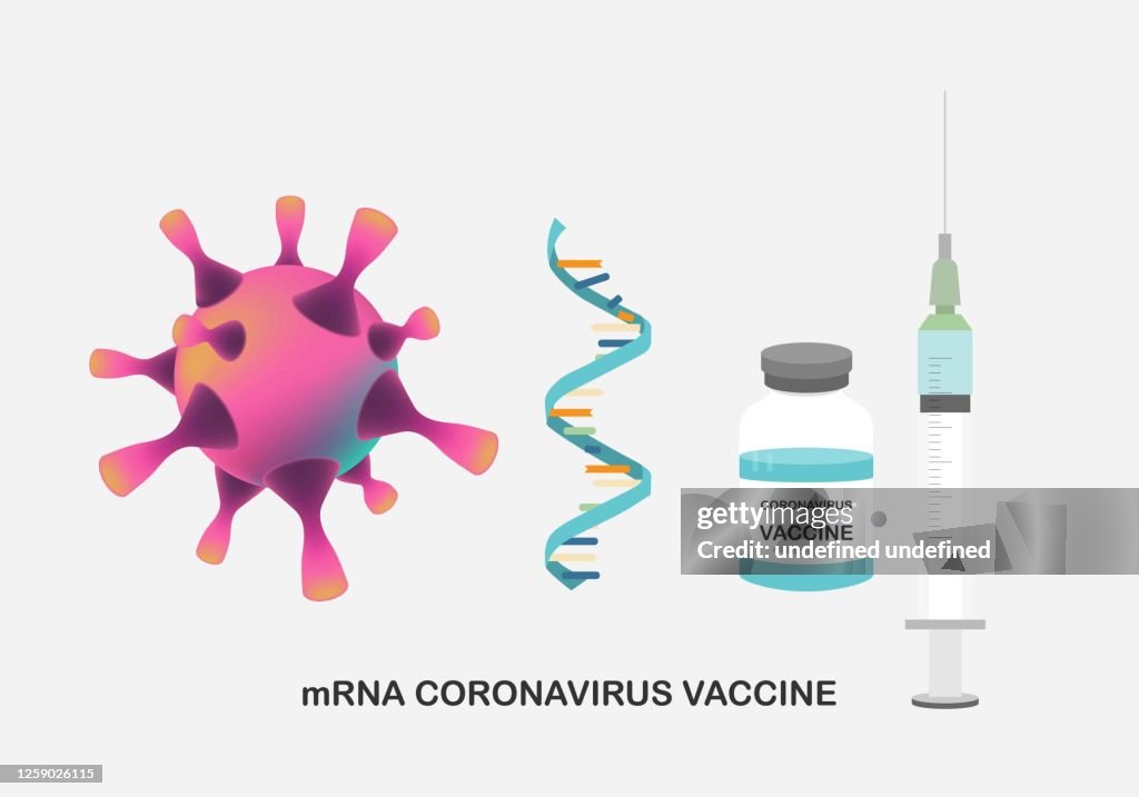Vector illustration of mRNA vaccine against coronavirus