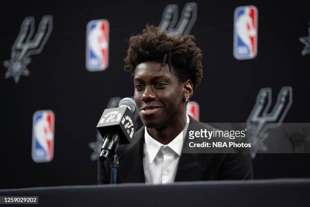 Sidy Cissoko addresses the media on June 24, 2023 at AT&T Center in San Antonio, Texas. NOTE TO USER: User expressly acknowledges and agrees that, by...