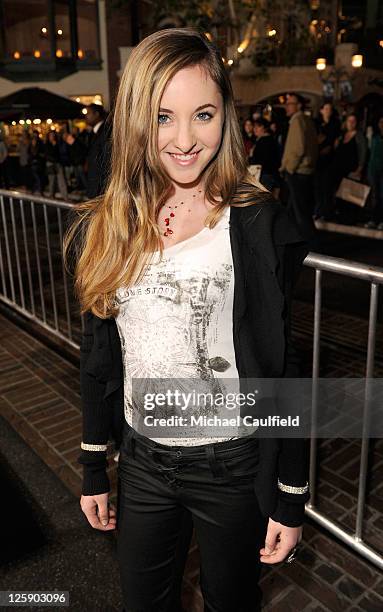 Actress Rachel G. Fox arrives at the Los Angeles Premiere of "Waiting For Forever" held at the Pacific Theatres at The Grove on February 1, 2011 in...