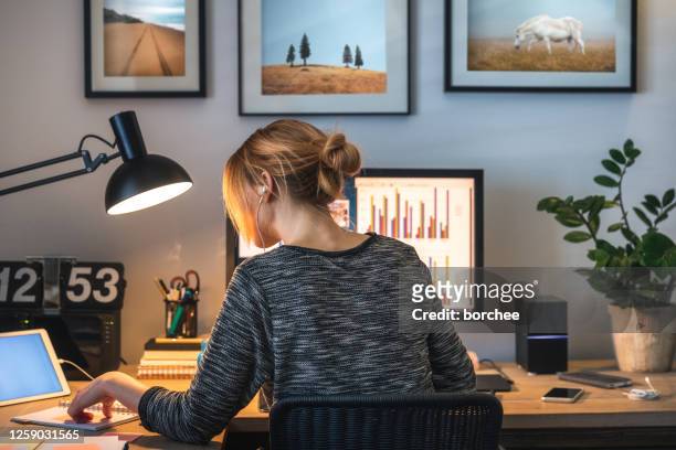 woman working from home - working from home stock pictures, royalty-free photos & images