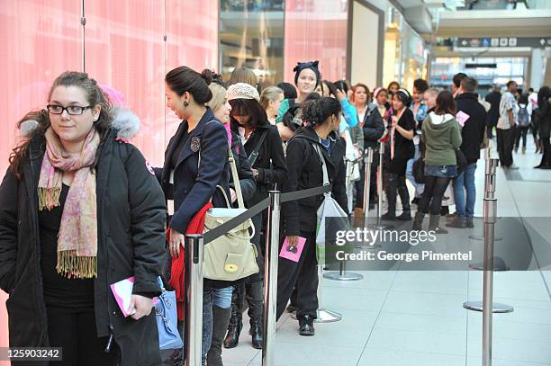 General view of atmosphere as Victoria's Secret Model Chanel Iman promotes Valentine's Day at Victoria's Secret at the Toronto Eaton Centre on...