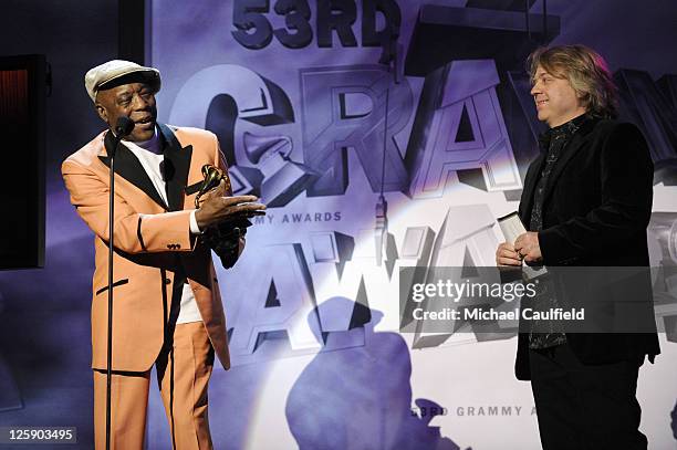 Musician Musician Buddy Guy onstage during The 53rd Annual GRAMMY Awards Pre-Telecast held at the Los Angeles Convention Center on February 13, 2011...