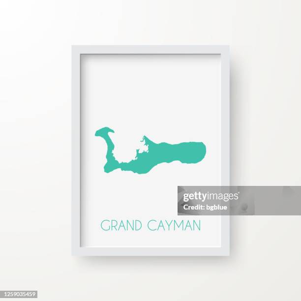 grand cayman map in a frame on white background - grand cayman stock illustrations
