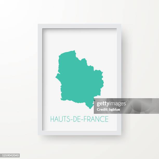 hauts-de-france map in a frame on white background - nord department france stock illustrations