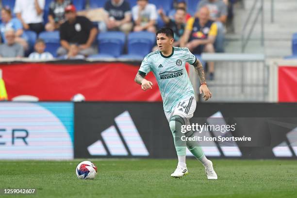 Franco Ibarra of Atlanta United controls the ball during the Major League Soccer game against the New York Red Bulls on June 24, 2023 at Red Bull...