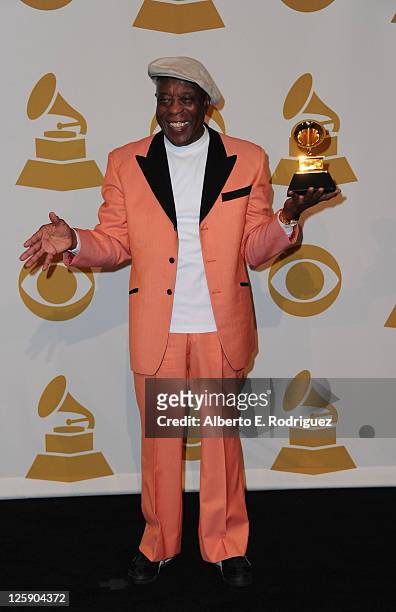 Musician Buddy Guy poses in the press room at The 53rd Annual GRAMMY Awards held at Staples Center on February 13, 2011 in Los Angeles, California.