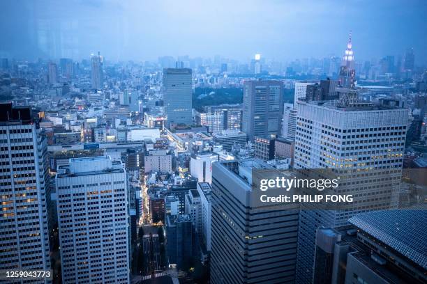 City skyline is seen from Tokyo Metropolitan Government Building Observatories in Tokyo on June 25, 2023.