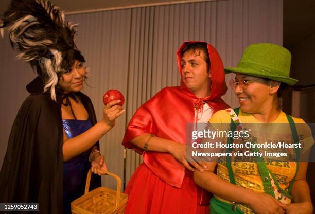 Elizabeth Hernandez as "Evil Step-Mother", Eddie Gonzalez as "Little Red Riding Hood", Maria Espinoza as "Cric" during theatre Teatro Indigo's...