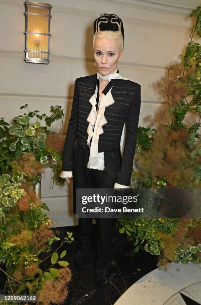 Daphne Guinness attends the celebration for Fashion Trust Arabia's winners launching into Matches at The Connaught Hotel on June 25, 2023 in London,...