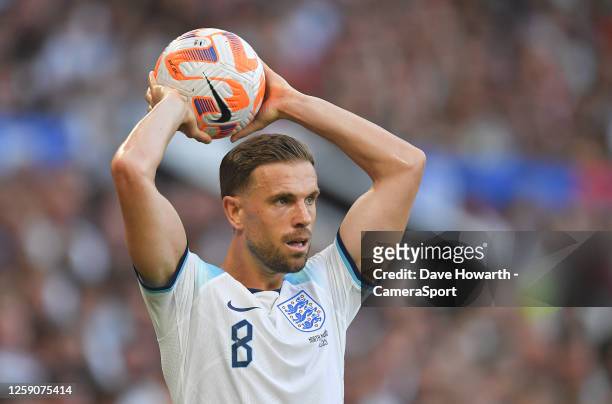 England's Jordan Henderson during the UEFA EURO 2024 qualifying round group C match between England and North Macedonia at Old Trafford on June 19,...