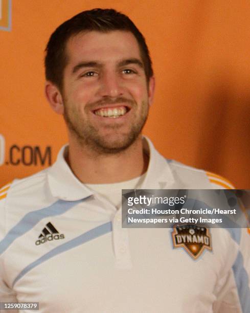 The Houston Dynamo forward Jason Garey during a press conference announcing the signing of several players Friday, Dec. 17 in Houston.