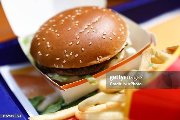 Big Mac is seen on a restaurant table in this illustration photo taken in Krakow, Poland on June 25, 2023.