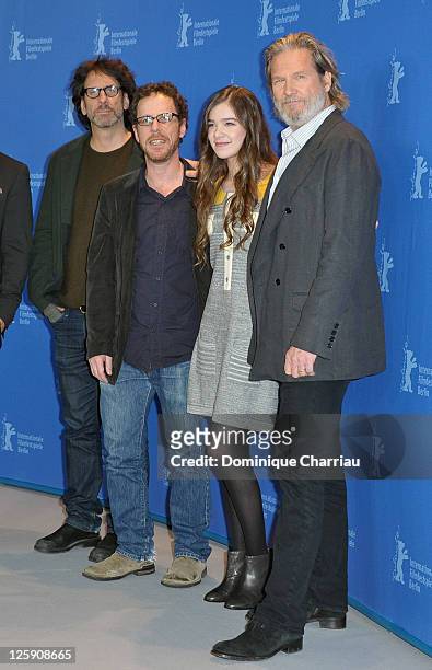 Joel Coen, Ethan Coen, Hailee Steinfeld and Jeff Bridges attend the 'True Grit' Photocall during the opening day of the 61st Berlin International...