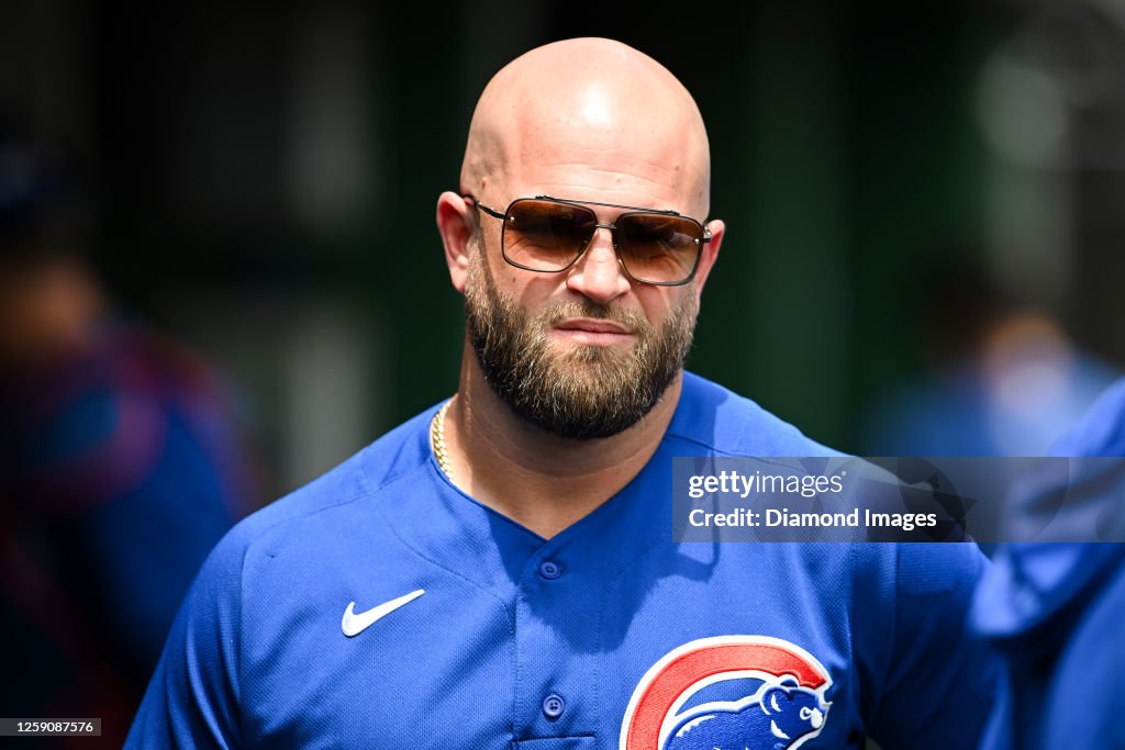 First base coach Mike Napoli of the Chicago Cubs looks on during the  News Photo - Getty Images