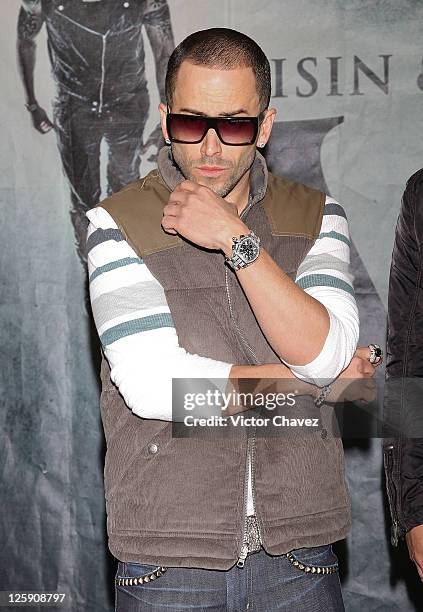 Singer Llandel Veguilla of Wisin Y Yandel attends a photocall to promote Wisin Y Yandel new album "Los Vaqueros El Regreso Deluxe Edition" at Hotel W...