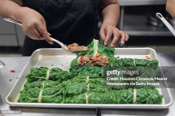 The Taquitos de picadillo en hoja de acelga at Cuchara restaurant Tuesday, Aug. 20 in Houston.