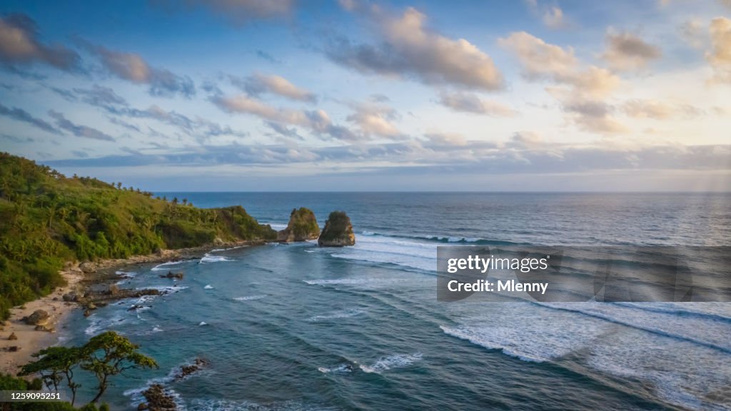 Sumba Island Nihisumba Beach Sunset Panorama Aerial View Sumba Indonesia