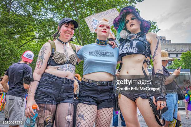 Participants seen at the march. Thousands of New Yorkers took to the streets of Manhattan to participate on the Reclaim Pride Coalition's fifth...