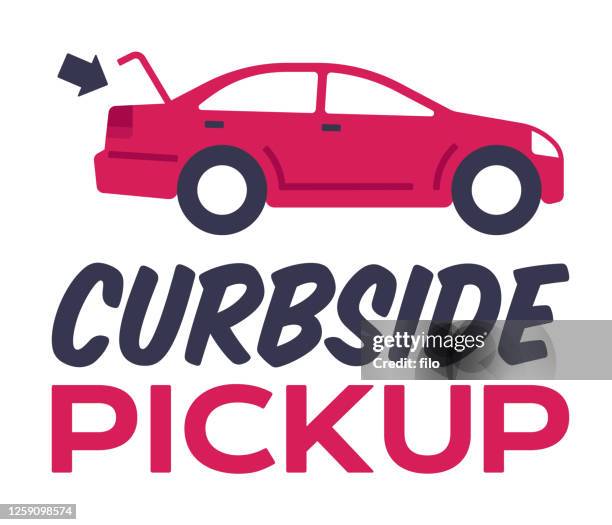 curbside pickup or touchless contactless delivery - car boot stock illustrations