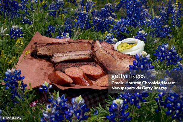 Barbecued brisket, ribs and sausage from Pizzitola's Bar-B-Cue Wednesday, April 9 in Brenham.