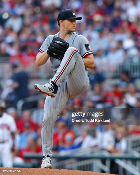 Sonny Gray of the Minnesota Twins pitches during the first inning against the Atlanta Braves at Truist Park on June 26, 2023 in Atlanta, Georgia.