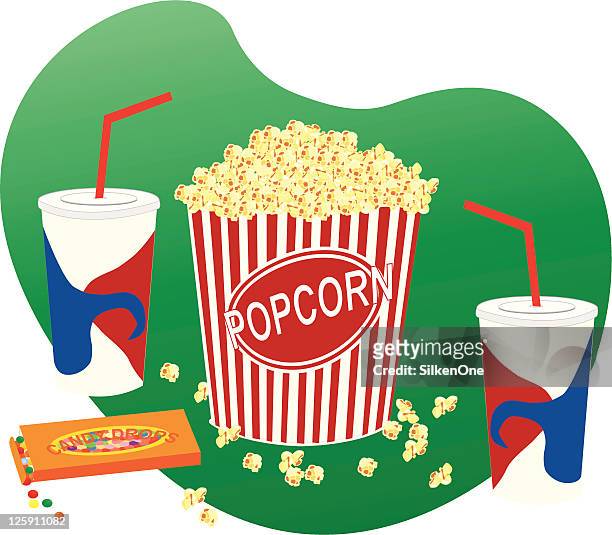 movie snacks - drive in cinema stock illustrations