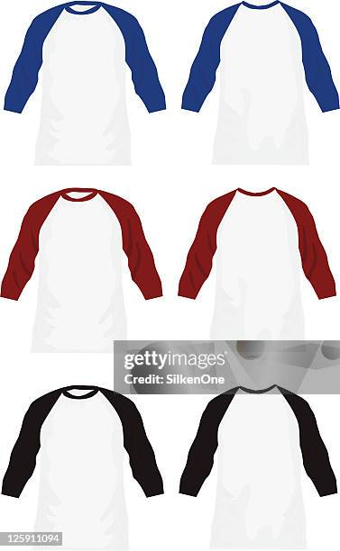 raglan tee shirts - polyester stock illustrations