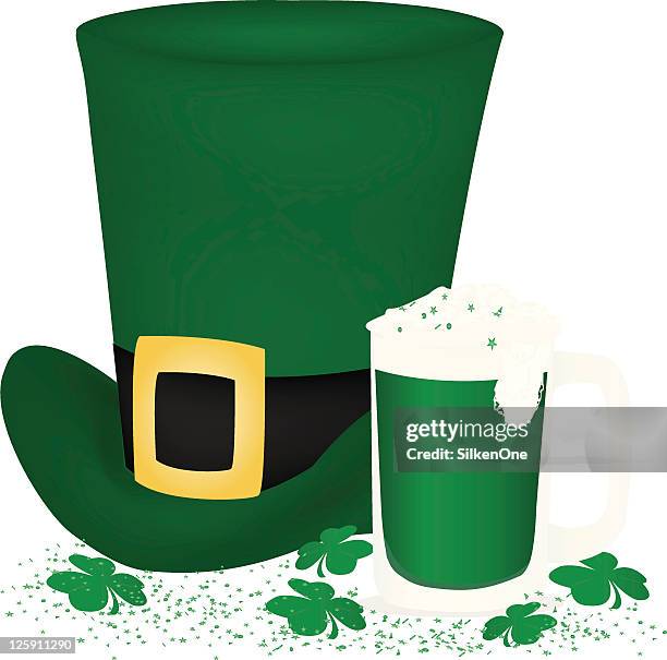 st. patrick's day celebration - cold beer stock illustrations
