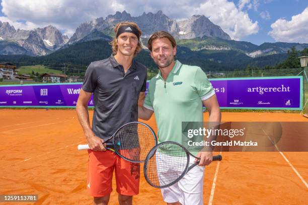 Alexander Zverev and Roman Weidenfeller attend 1st WorldChanger Tennis Tournament In Aid Of The Alexander Zverev Foundation at Hotel Stanglwirt on...