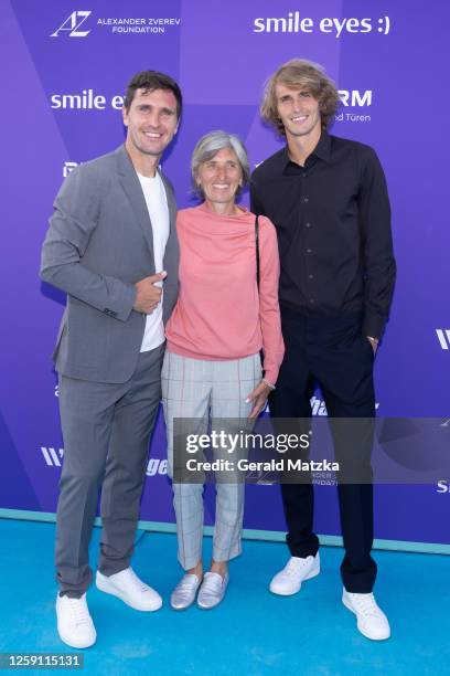 Mischa Zverev, Irina Swerewa and Alexander Zverev attend 1st WorldChanger Tennis Tournament In Aid Of The Alexander Zverev Foundation at Hotel...