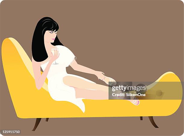 home at last - chaise longue stock illustrations