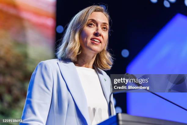 Fiona Hick, chief executive officer of Fortescue Metals Group Ltd., speaks during the World Mining Congress in Brisbane, Australia, on Tuesday, June...