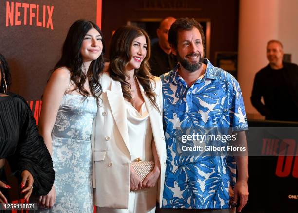 Sunny Sandler, Jackie Sandler and Adam Sandler at the premiere of "The Out-Laws" held at Regal L.A. Live on June 26, 2023 in Los Angeles, California.