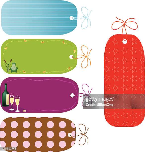 gift tags - vector string bow stock illustrations