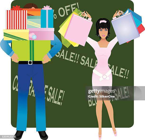 shoppers - womens belt clip art stock illustrations