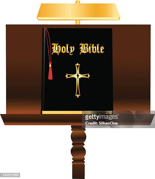 holy bible - bookstand stock illustrations