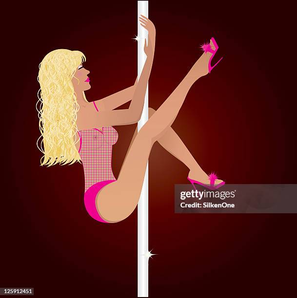 pole dancer - shedding clothes stock illustrations