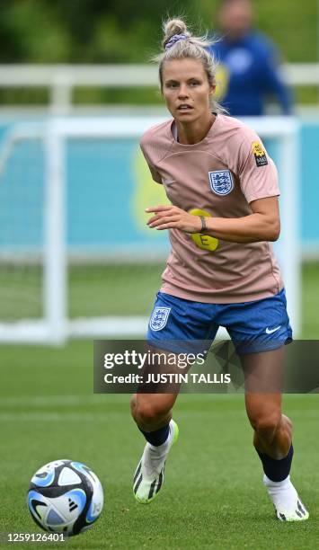 England's defender Rachel Daly attend a team training session at St George's Park in Burton-on-Trent, central England, on June 27, 2023 ahead of...