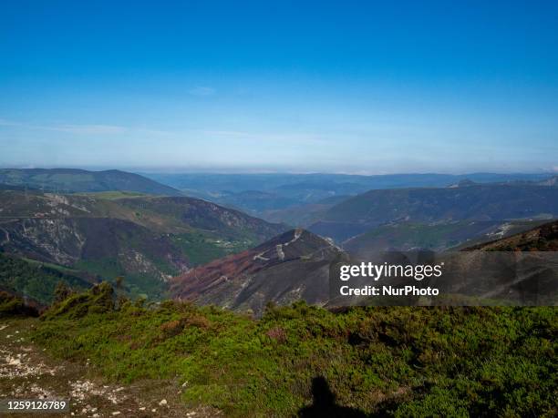 View from the top of ''Puerto del Palo'', at 1146 meters above sea level, as a part of the Camino Primitivo route in Asturias, Spain. On May 25th,...