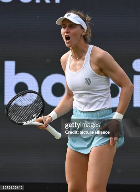 June 2023, Hesse, Bad Homburg: Tennis, WTA Tour, Singles, Women, Round of 16, Samsonova - Noskova : Lyudmila Samsonova in action. Photo: Arne...