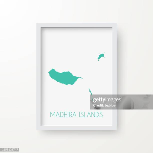 madeira islands map in a frame on white background - rectangle border stock illustrations