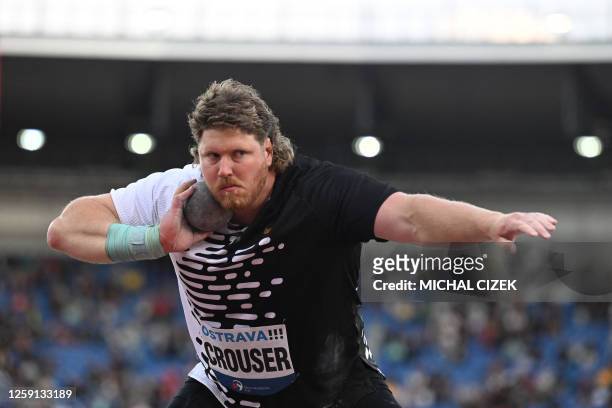 Ryan Crouser of the US competes to win the Men's Shot Put 7,26kg event at the IAAF 2023 Golden Spike Athletics Meeting in Ostrava, Czech Republic on...