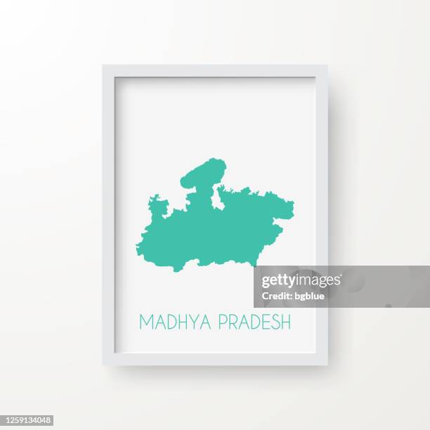 madhya pradesh map in a frame on white background - madhya pradesh stock illustrations