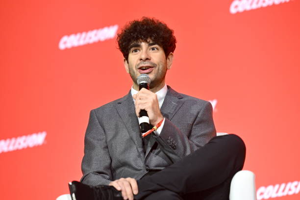 Toronto , Canada - 27 June 2023; Tony Khan, CEO, General Manager & Head of Creative, AEW on PandaConf stage during day one of Collision 2023 at...